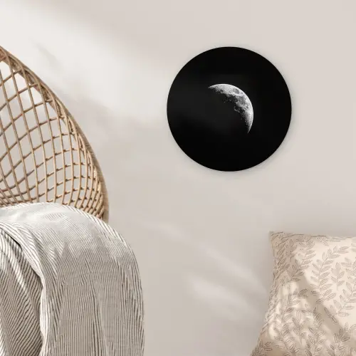 Maan - Hemel - Zwart - Schaduw Wandcirkel kunststof plaat 5mm dik klein -sfeer5