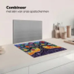 Levensboom - Mozaïek - Bloemen - Kleurrijk - Vrolijk Inductie beschermer vinyl 3mm middel -wsfeer7_website