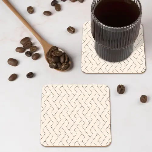 Beige - Zigzag - Patroon onderzetter kurk middel 366 -sfeer2