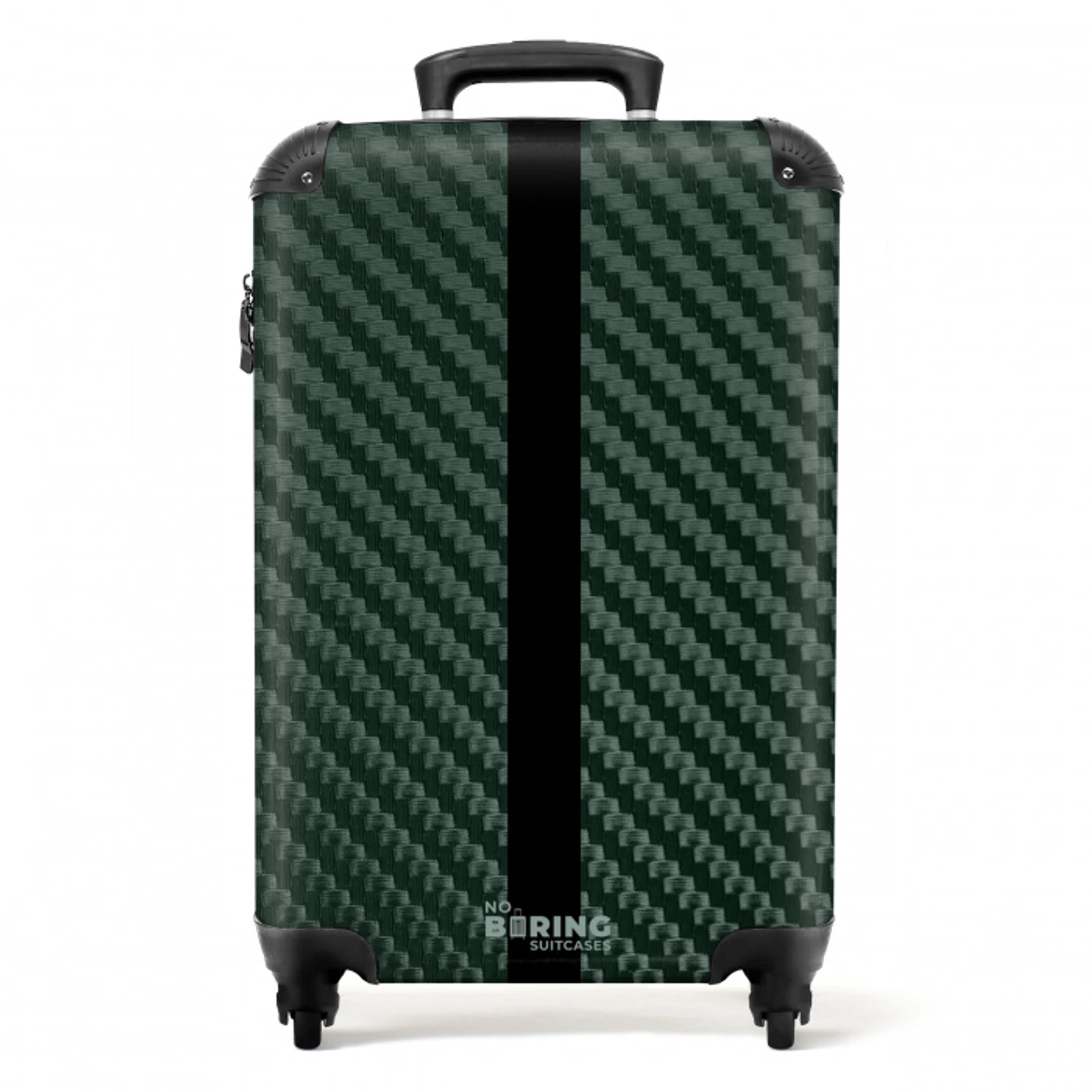 Groene carbonstructuur met zwarte middenstreep NBS - Handbagage koffer - Volwassenen Unisex middel -productfoto_recht