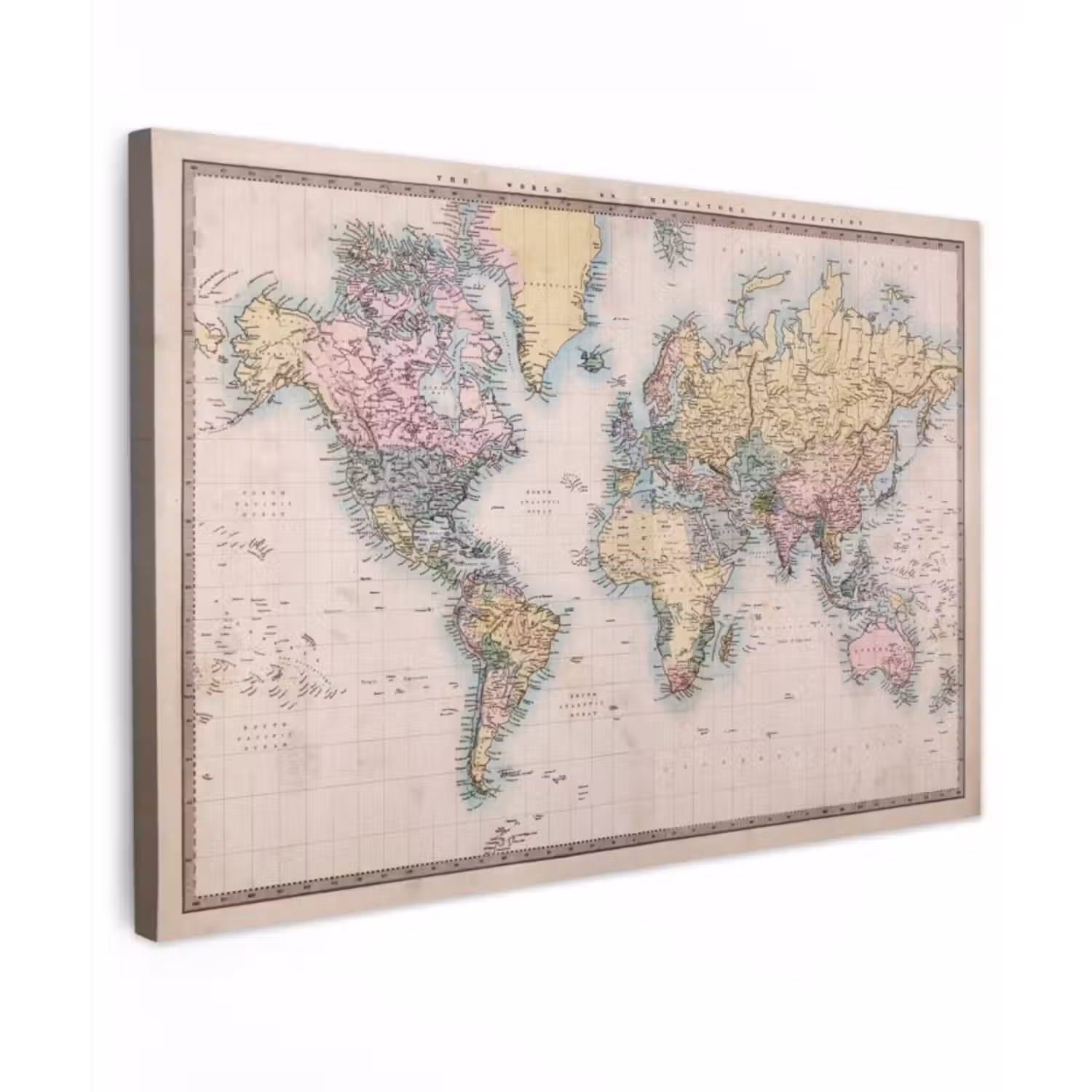 Canvas schilderij - Wereldkaart - Vintage - Wereld - Kinderen - Jongens - Meisjes