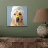 Hond - Badeend - Geel aluminium wit klein -sfeer2