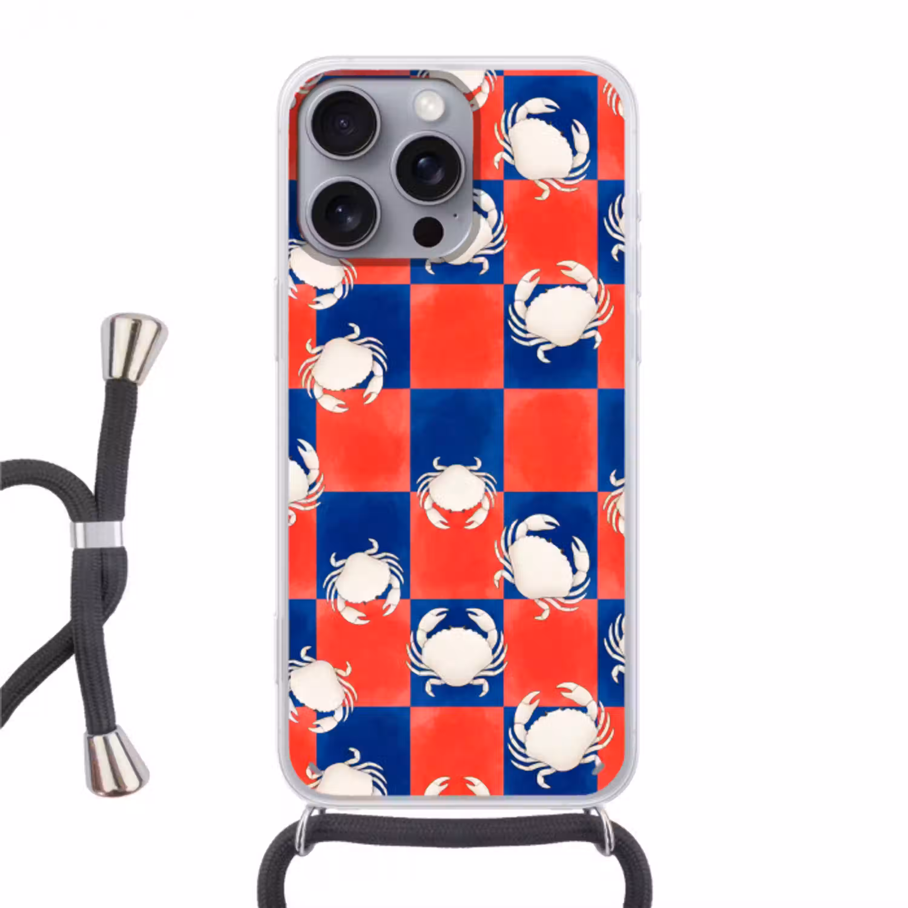 Patroon - Zeeleven - Rood - Blauw - Abstract Hoesje iPhone 16 Pro Max met koord klein -3d