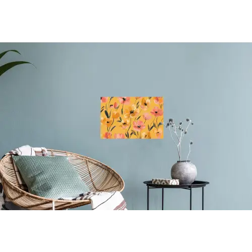 Bloemen - Geschilderd - Geel Muursticker klein -plant