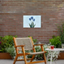 Tulpen - Blauw - Bladeren Tuinposter op houten frame 2 cm dik klein -sfeer3