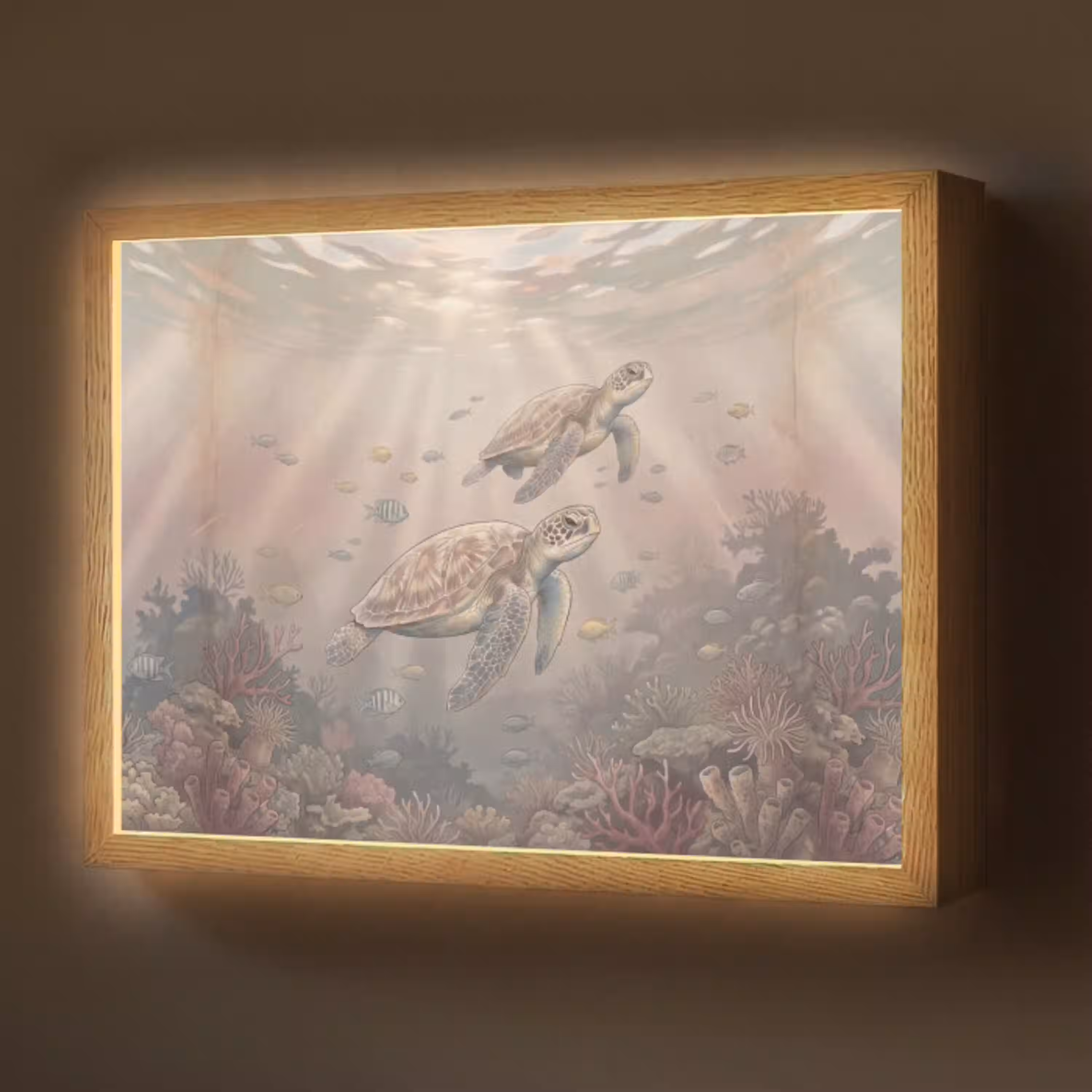 Dier - Onderwater - Oceaan - Illustratie - Zeeleven Light Box met batterij (Wandlamp) middel -z3d_website