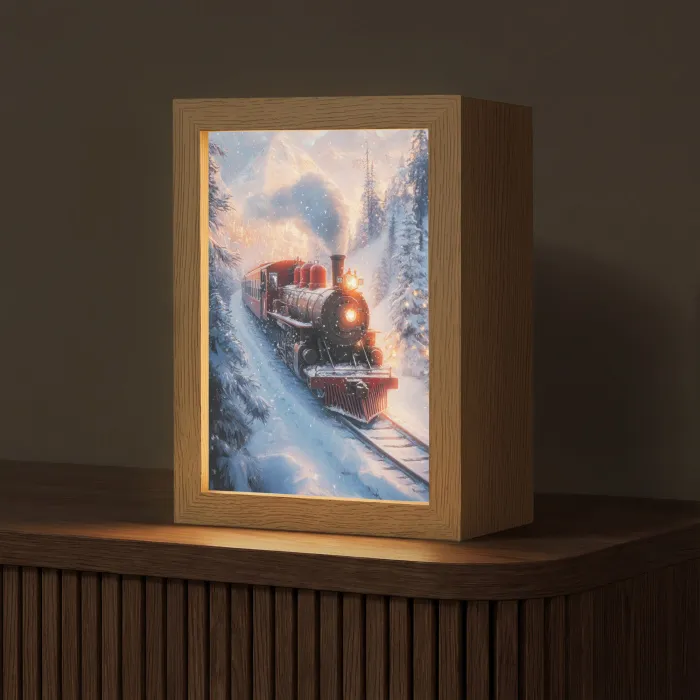 Kersttrein - Sneeuw - Winter - Kerst Light Box met kabel (Tafellamp) klein -z3d_website