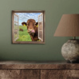 Doorkijk - Koe - Weiland - Landschap - Dieren aluminium wit klein -sfeer2