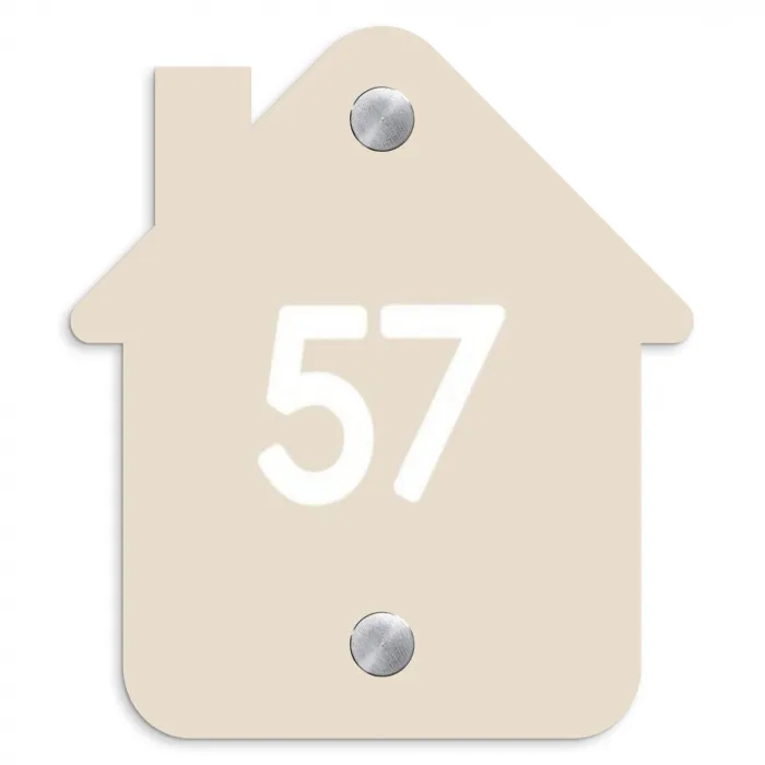 Effen - Beige - Traditioneel Naambord Huisje klein -3d
