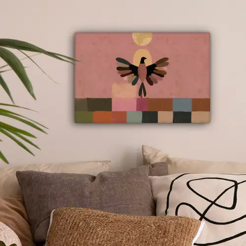 Illustratie - Vogel - Vlakken - Kleurrijk canvas 2cm klein -sfeer1