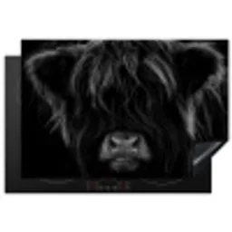 Schotse hooglander - Koe - Zwart - Wit - Dieren Inductie beschermer vinyl 3mm klein -3d