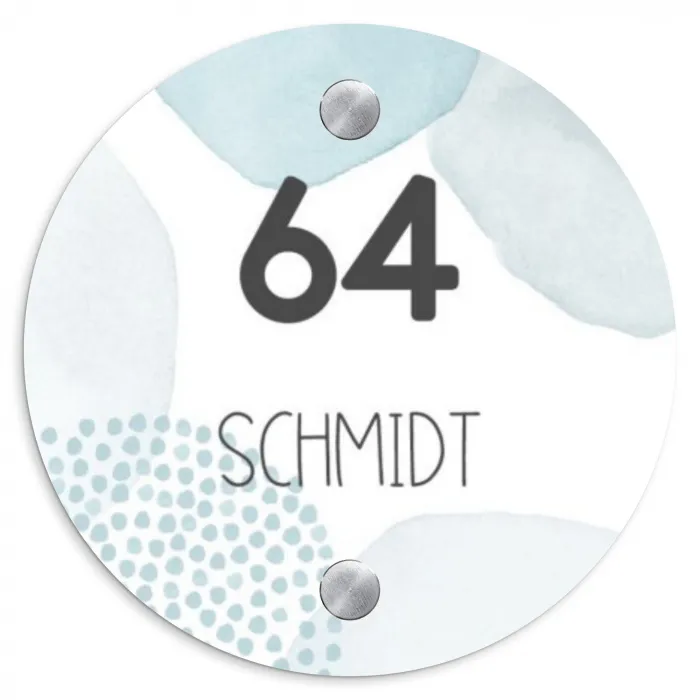 Abstract blauw - Modern Naambord Rond klein -3d
