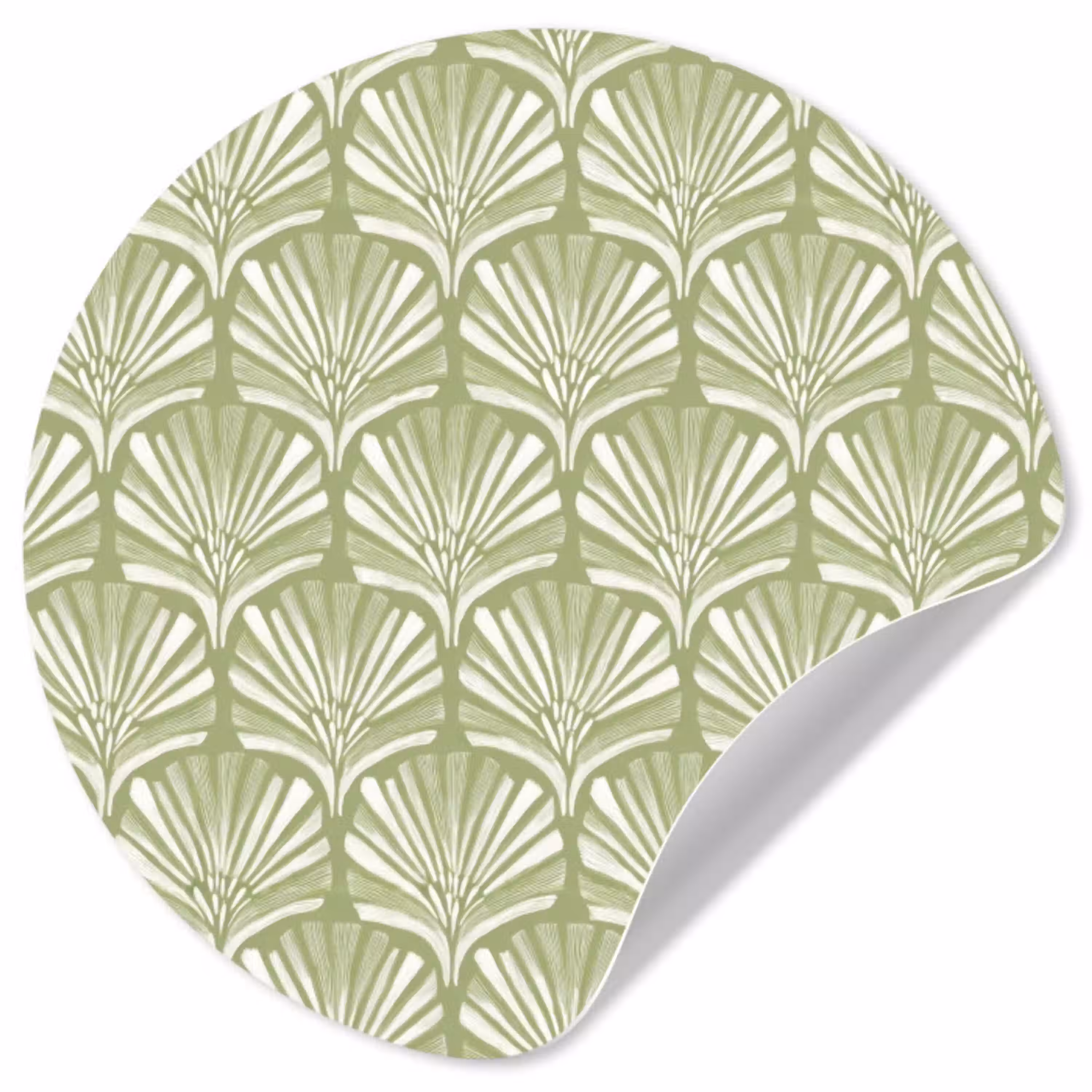 Saliegroen - Ginkgo Biloba - Waaier - Patroon Wandcirkel behangsticker klein 186 -3d