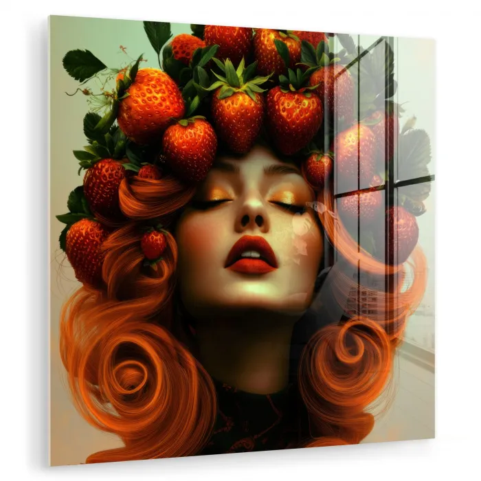 Vrouw - Aardbeien - Kroon plexiglas 5mm klein -zzzproduct_nieuw