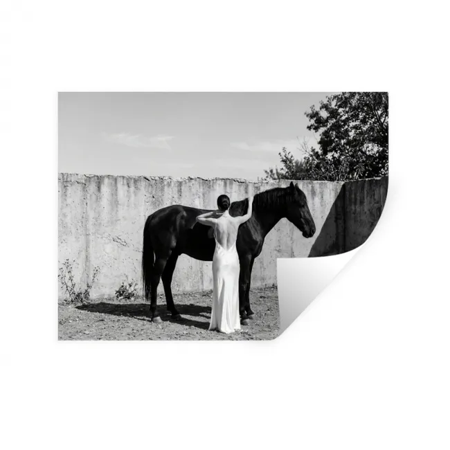 Muursticker - Vrouw - Paard - Artistiek