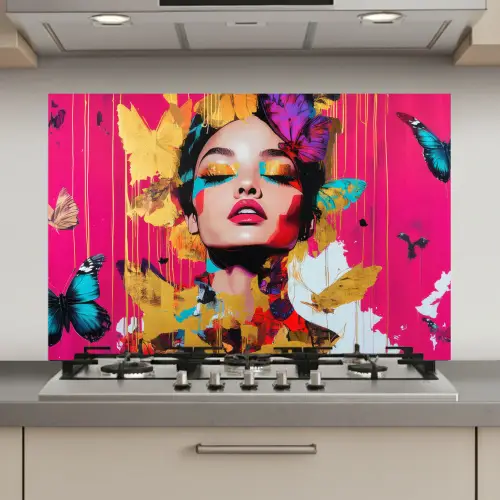 Vrouw - Abstract - Kleurrijk keuken achterwand spatscherm klein -3d_website