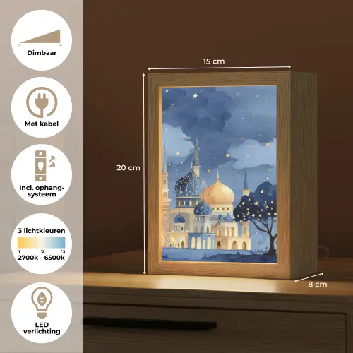 Sterrenhemel - Goud - Moskee Light Box met kabel (Tafellamp) klein -USP_NL