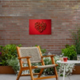 Pepers - Rood - Hart Tuinposter op houten frame 2 cm dik klein -sfeer3