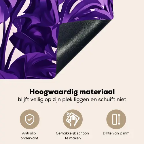 Bladeren - Paars - Tropisch - Abstract Inductie beschemer met haakjes klein -ky-onderkant-nl