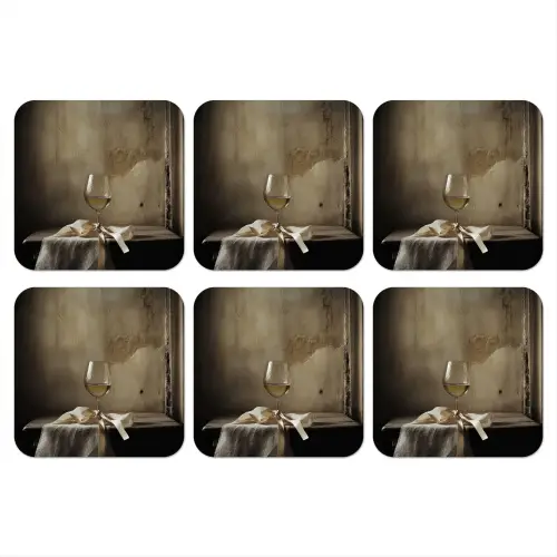 Strik - Beige - Witte - Wijn onderzetter kurk middel -3d