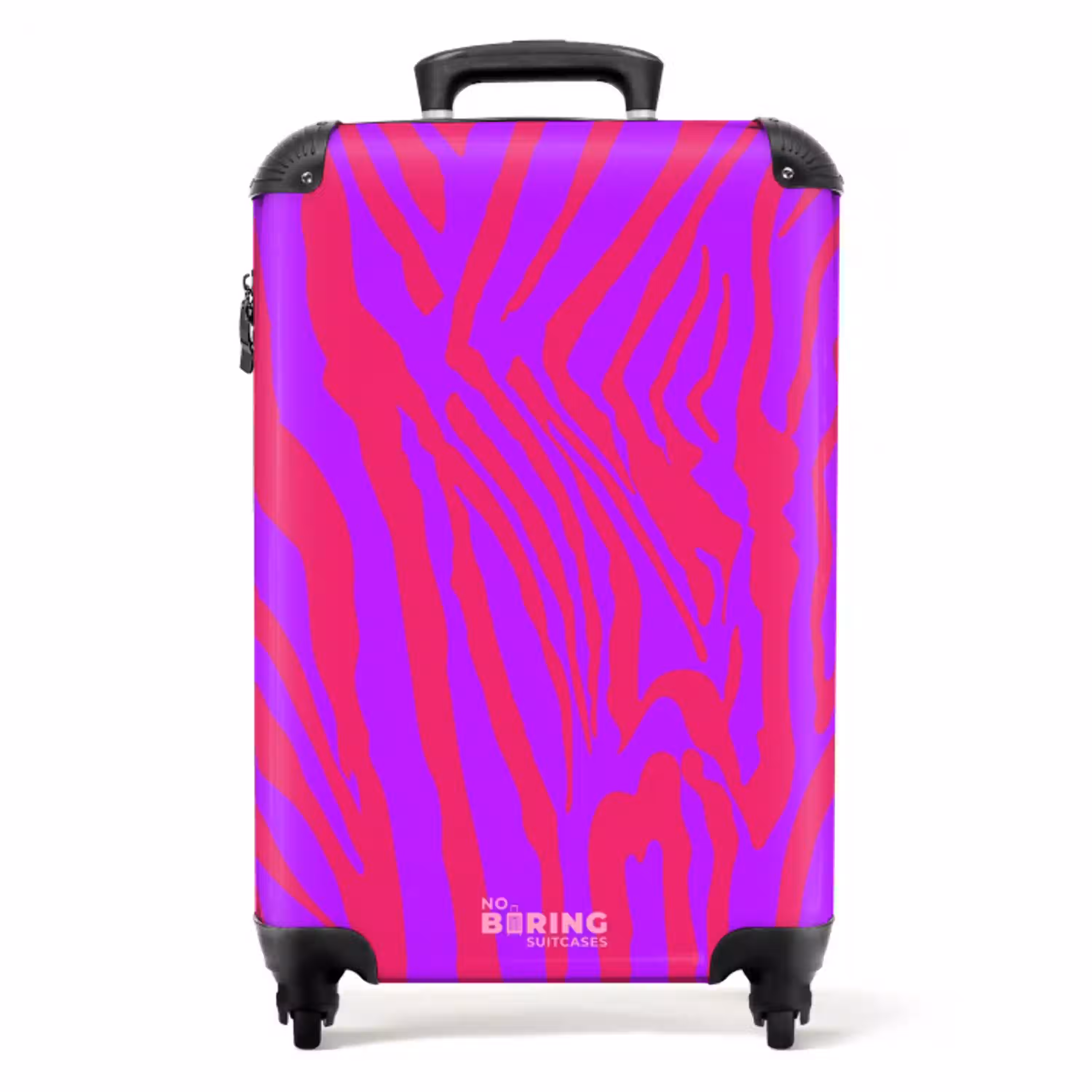 Zebrastrepen in rood en paars met moderne flair NBS - Handbagage koffer - Volwassenen Unisex middel -productfoto_recht
