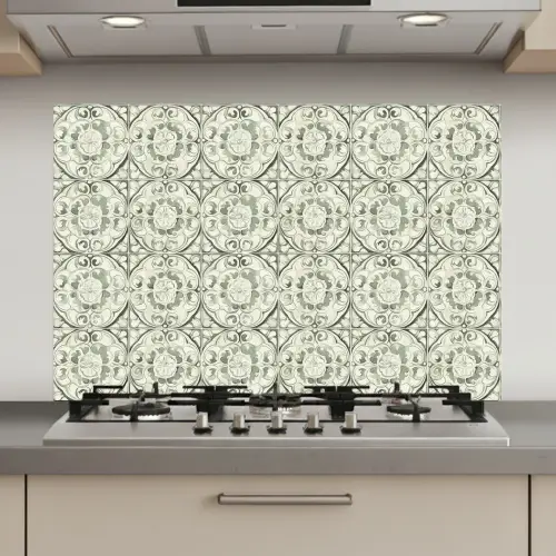 Krulornament - Tegel - Groen keuken achterwand spatscherm klein 900 -3d_website