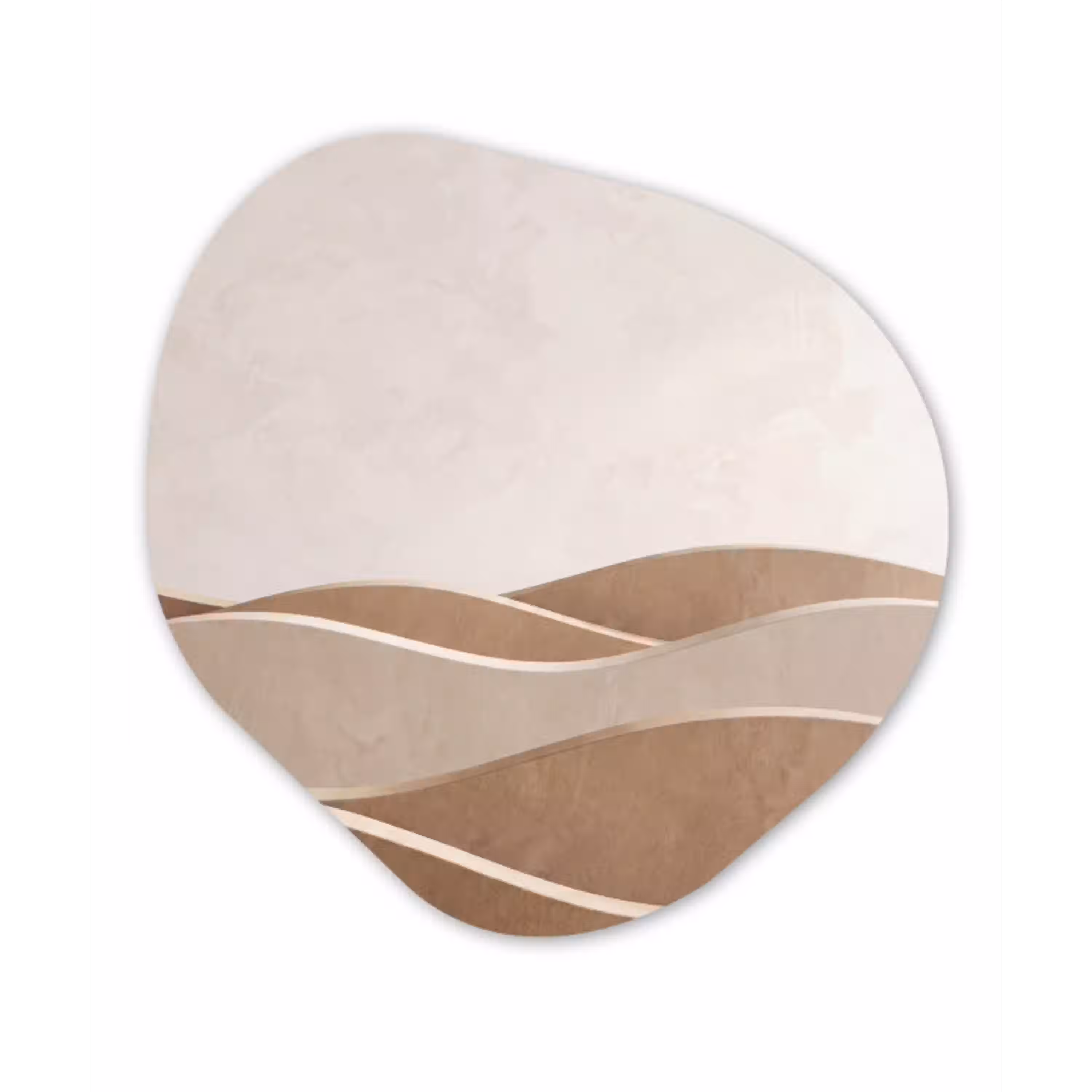 Abstract - Golven - Modern - Beige Wandcirkel Organisch Aluminium middel -3d