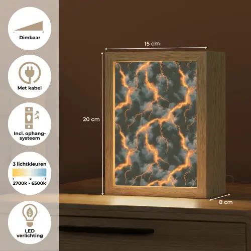 Oranje - Bliksem - Wolken Light Box met kabel (Tafellamp) klein 925 -USP_NL