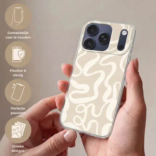 Lijnen - Abstract - Beige - Wit - Minimalistisch Telefoonhoesje iPhone 17 Pro klein -sfeer3_NL
