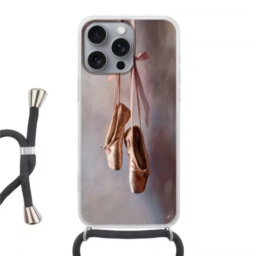 Balletschoenen - Satijn - Aardetinten Hoesje iPhone 16 Pro Max met koord klein -3d
