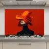 Oranje - Hoed - Vrouw keuken achterwand spatscherm klein -3d_website