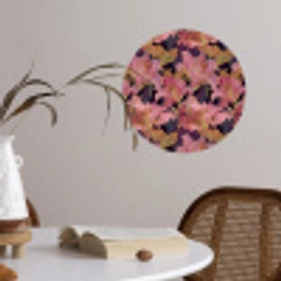 Lelies - Patroon - Roze - Goud Wandcirkel behangsticker klein 186 -sfeer3