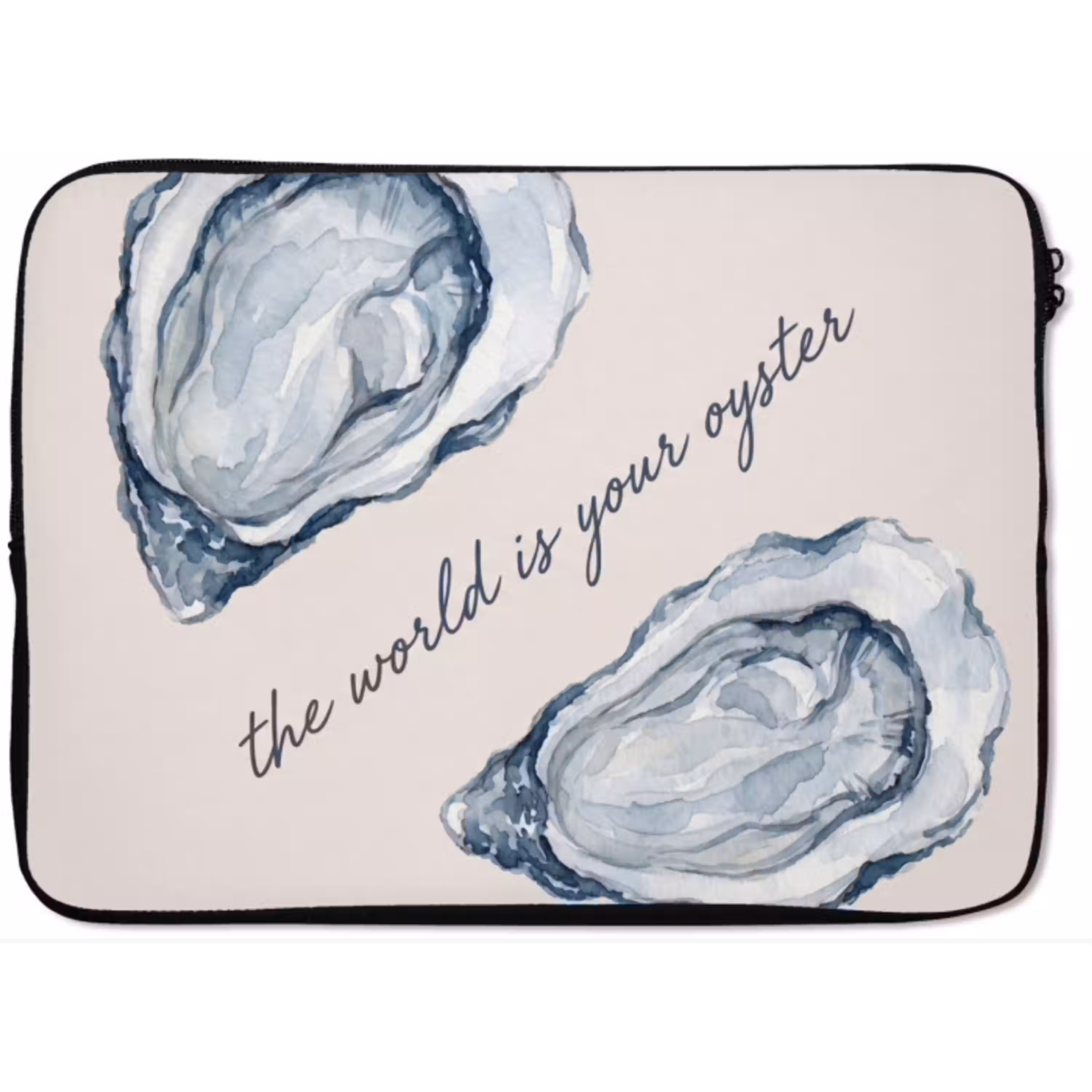 Zeeleven - Oester - Aquarel - Minimalistisch - Blauw laptophoes neopreen klein -zkaufland3dotto