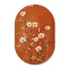 Bloemen - Wit - Subtiel - Roestkleur Wandcirkel Ovaal Forex klein -3d