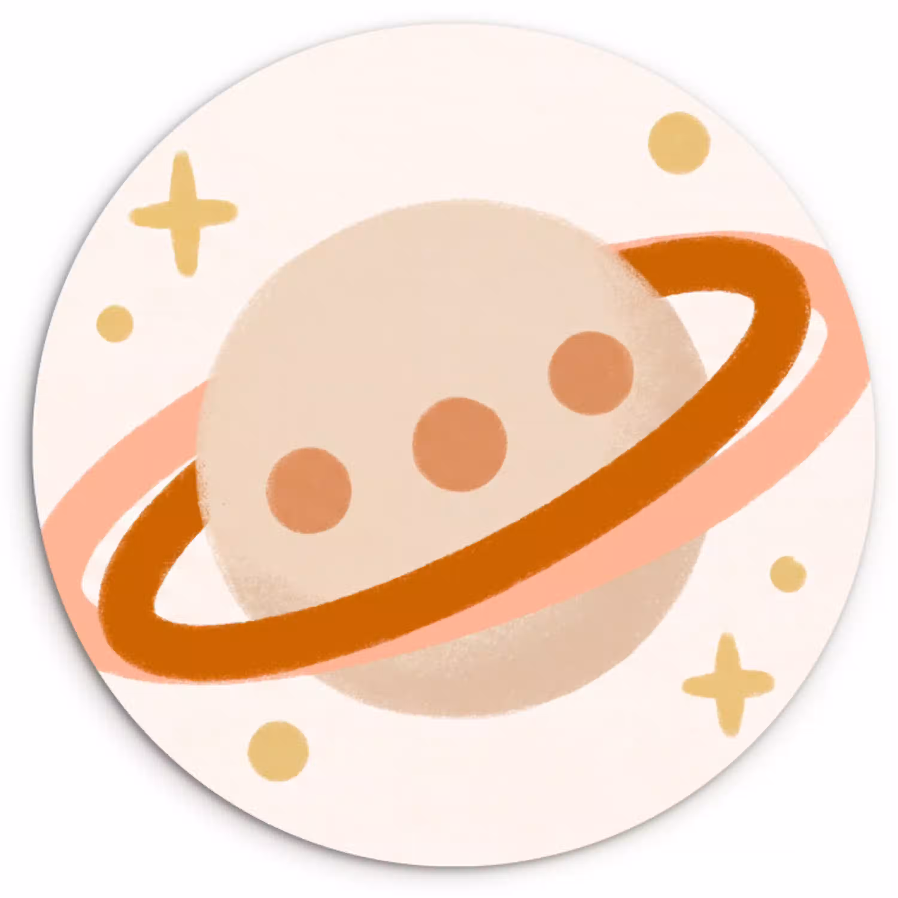 Planeet - Ringen - Ruimte - Illustratie - Beige Wandcirkel kunststof plaat 5mm dik klein -3d