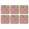 Tekst - Be cool or leave - Roze - Giraffenprint onderzetter kurk middel -3d