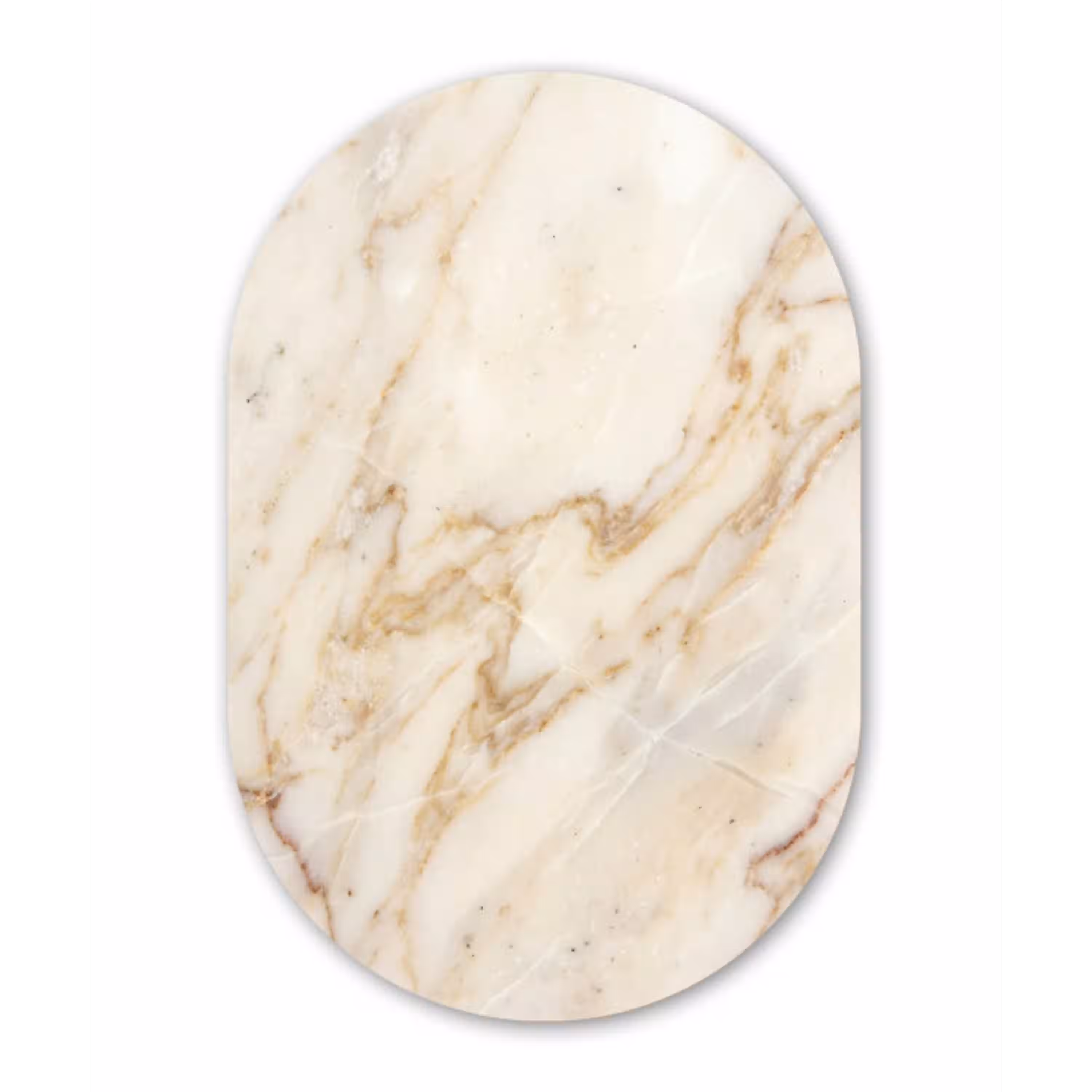 Marmer - Ader - Abstract - Wit - Goud Wandcirkel Ovaal Aluminium middel -3d