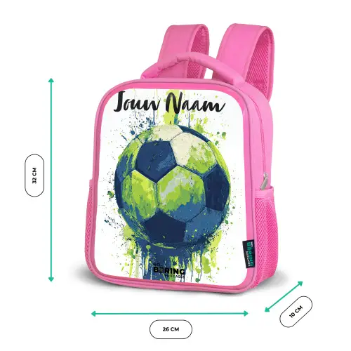 Voetbalvibes - Verf - Groen - Blauw Kinderrugzak - Roze middel -productfoto_formaten