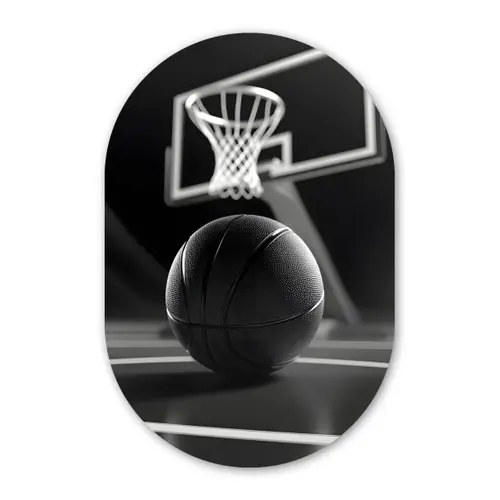 Basketbal - Basketbalveld - Lichtlijnen Wandcirkel Ovaal Forex klein -3d