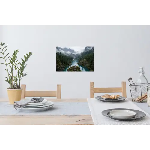 Waterval - Bomen - Bergen Muursticker klein -eettafel