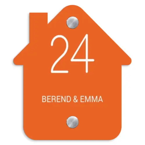 Oranje - Klassiek Naambord Huisje klein -3d
