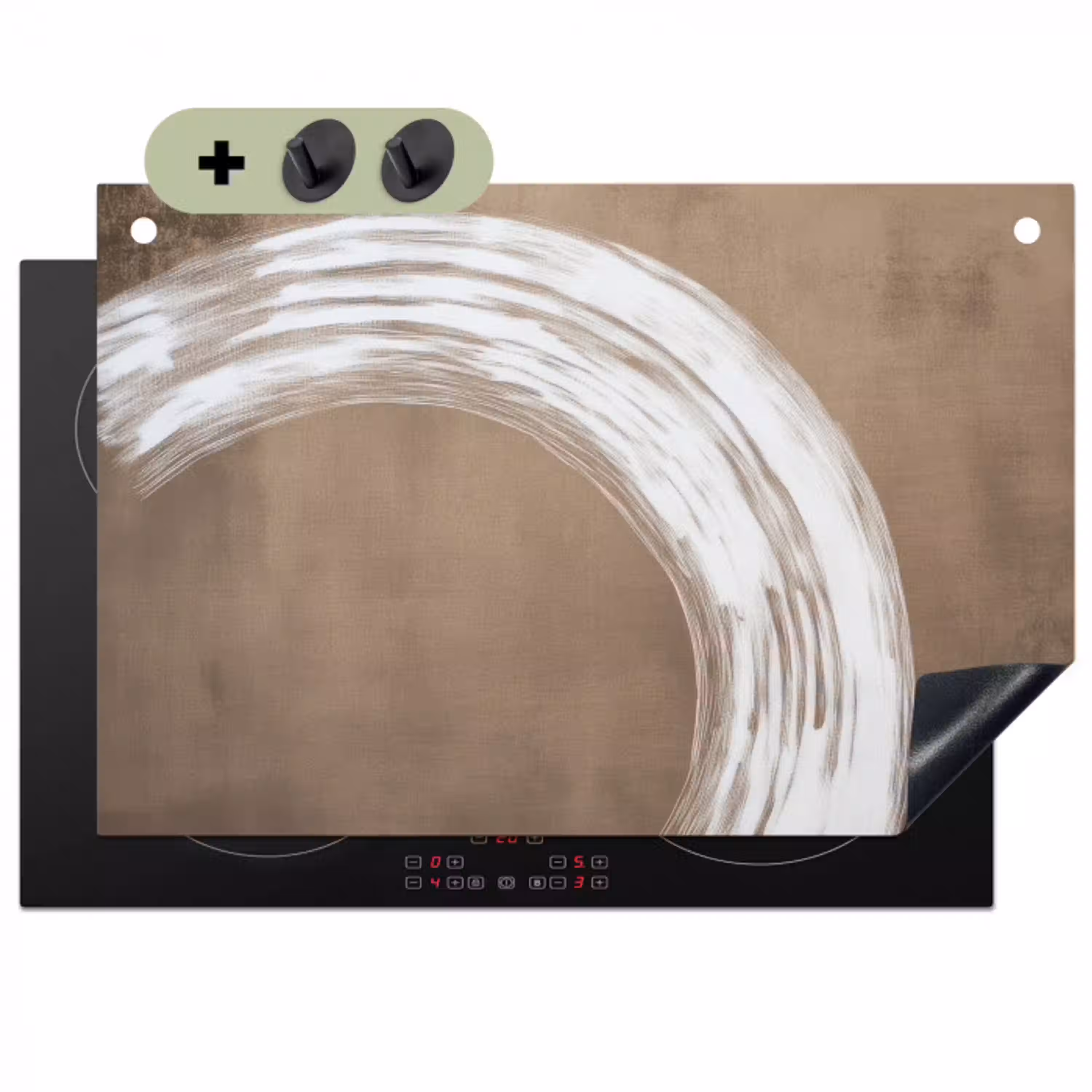 Verf - Bruin - Japandi Inductie beschemer met haakjes klein -3d