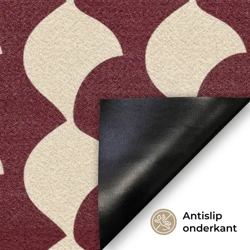 Rood - Tegelpatroon - Crème Deurmat klein 898 -antislip_NL