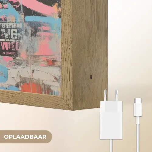 Kauwgom - Vrouw - Penseelstreken - Modern Light Box met batterij (Wandlamp) middel -USP_websiteoplaadbaarNL