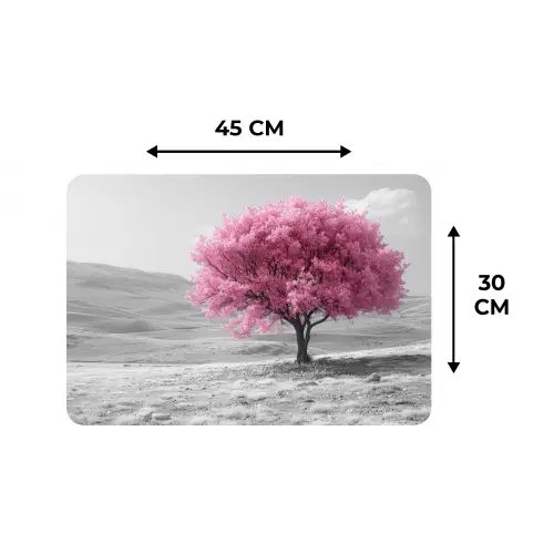 Boom - Natuur - Roze - Zwart wit Placemat vinyl groot -specs