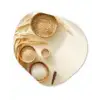 Granen - Hout - Kom - Beige Wandcirkel Organisch Aluminium middel -3d