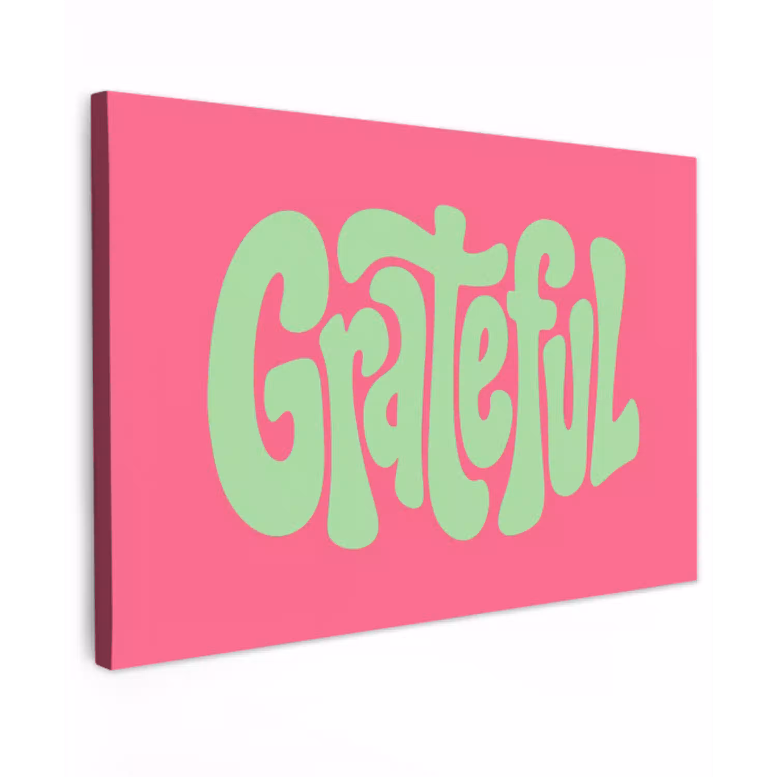 Grateful - Groen - Grafisch - Vloeiend canvas 2cm klein -z3d