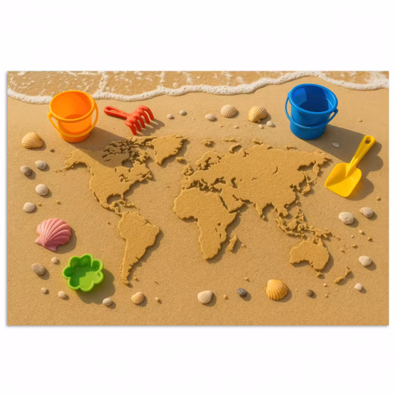 Poster - Weltkarte - Sand - Bunt - Sommer