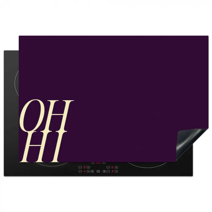 Oh hi - Paars - Cursief Inductie beschermer vinyl 3mm klein -3d