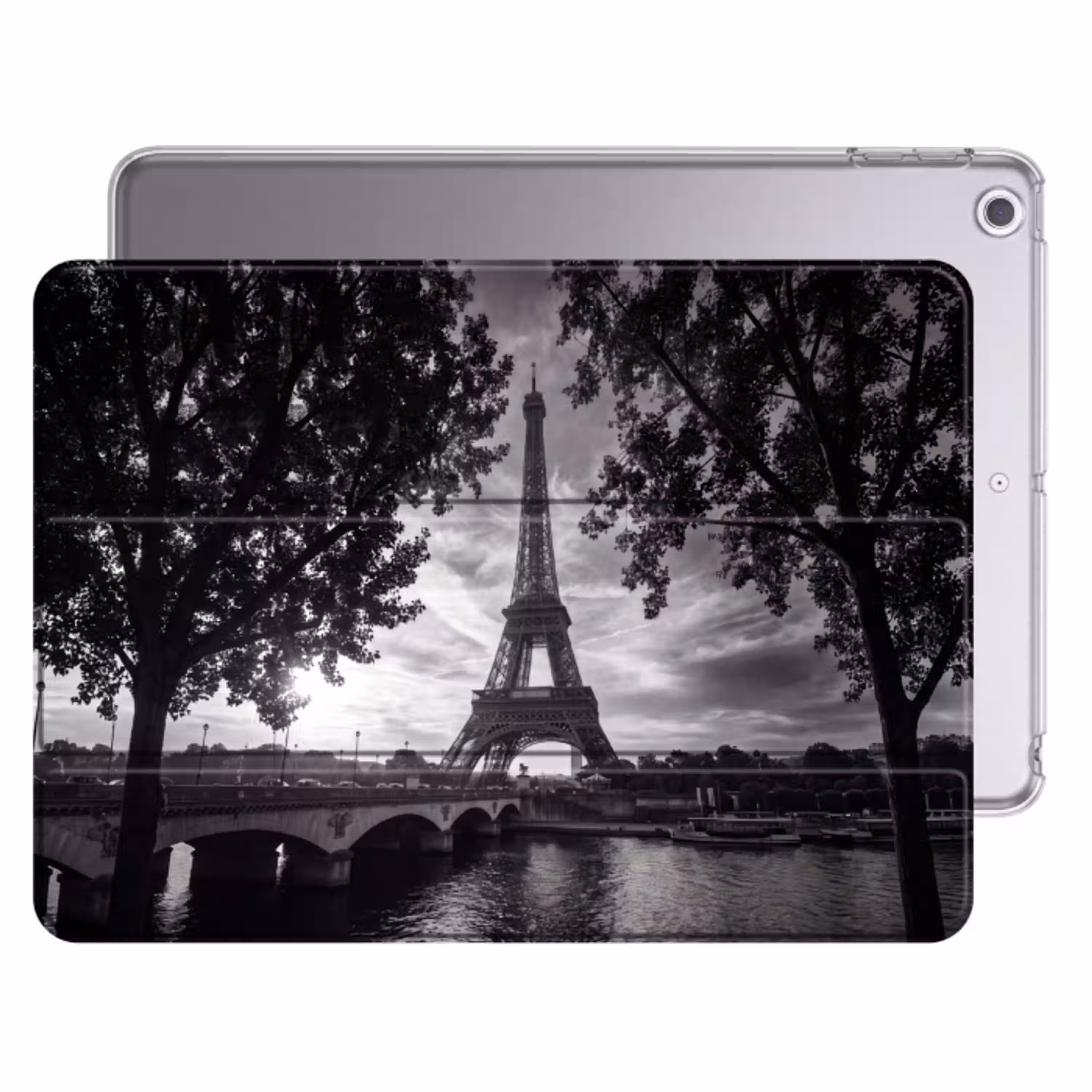 Eiffeltoren - Parijs - Rivier - Architectuur - Zwart-wit Apple iPad 2017 middel -threedimensional_3d_global